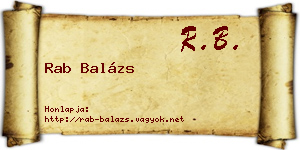 Rab Balázs névjegykártya